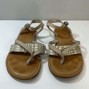 Toms Oxford Tan Heritage Canvas Lexie Sandals Size 8